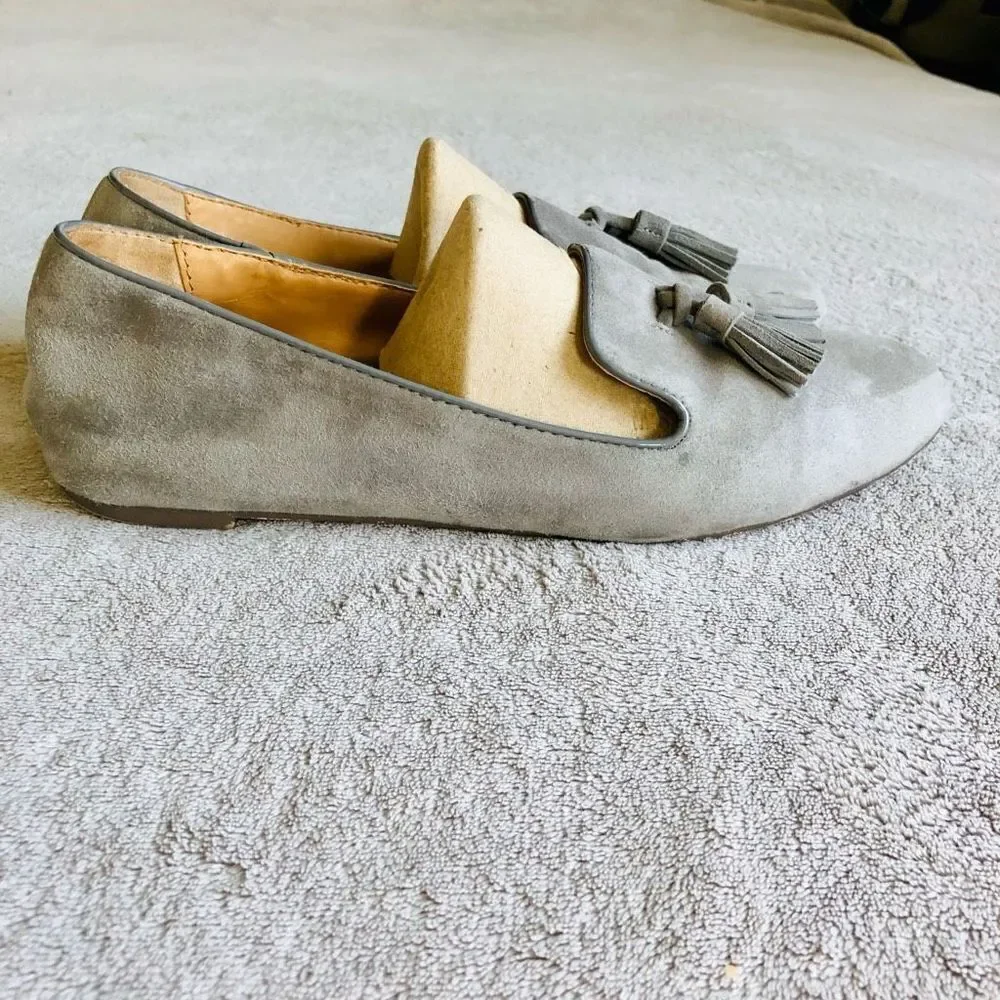 J. Crew Gray Cora Suede Leather Tassel Loafer